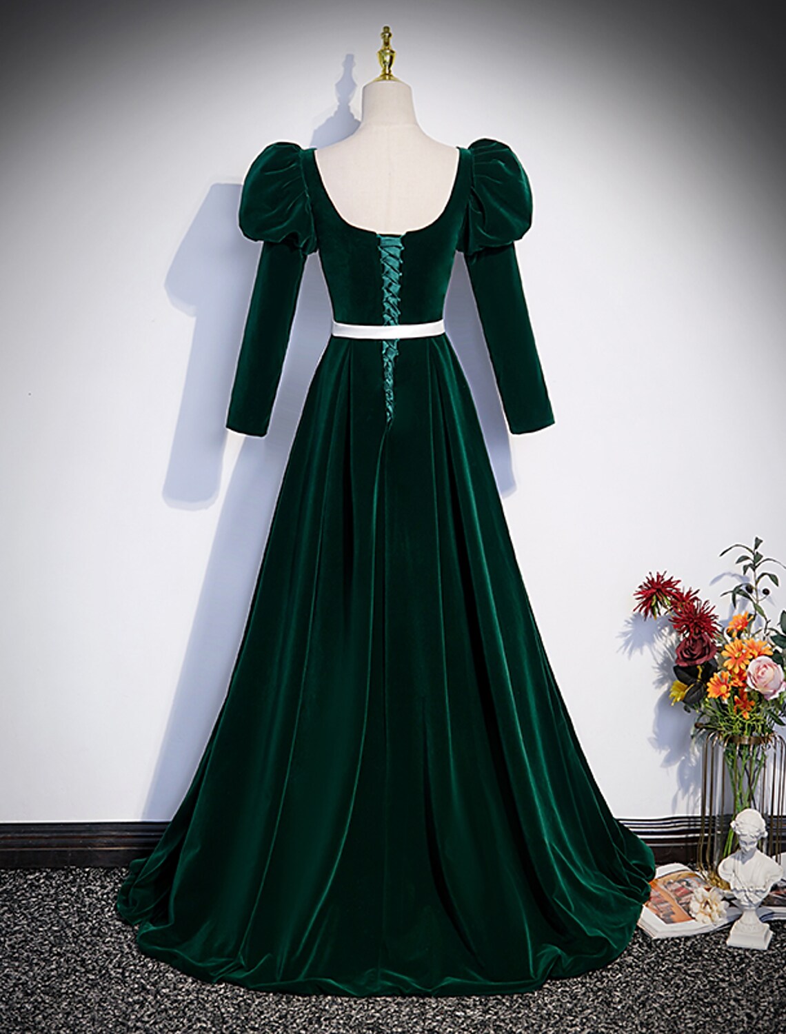 Evening Gown Maxi Dress Formal Floor Length Long Sleeve Square Neck Pleats Crystals Strappy