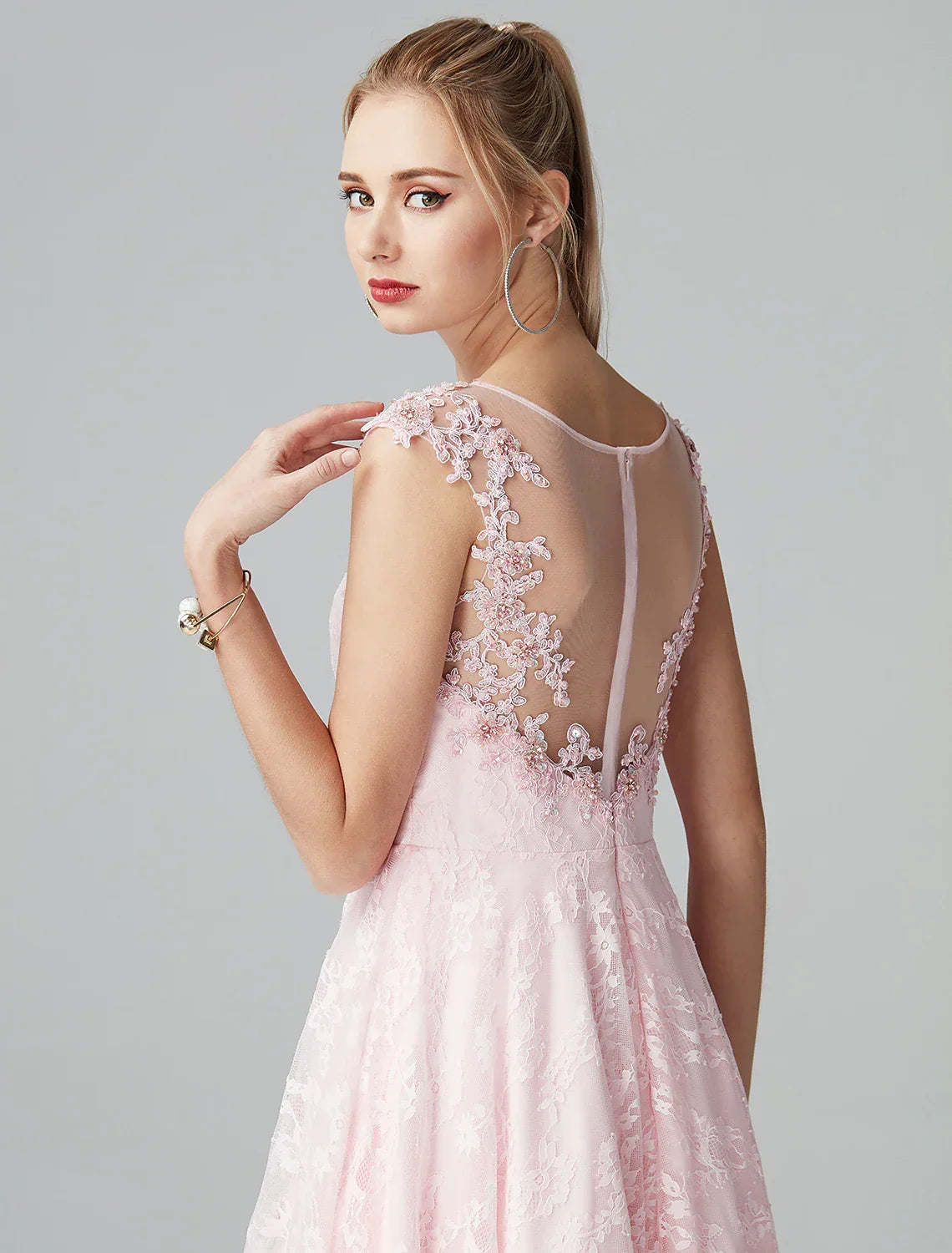 Evening Party Ankle Length Short Sleeve Zipper Applique