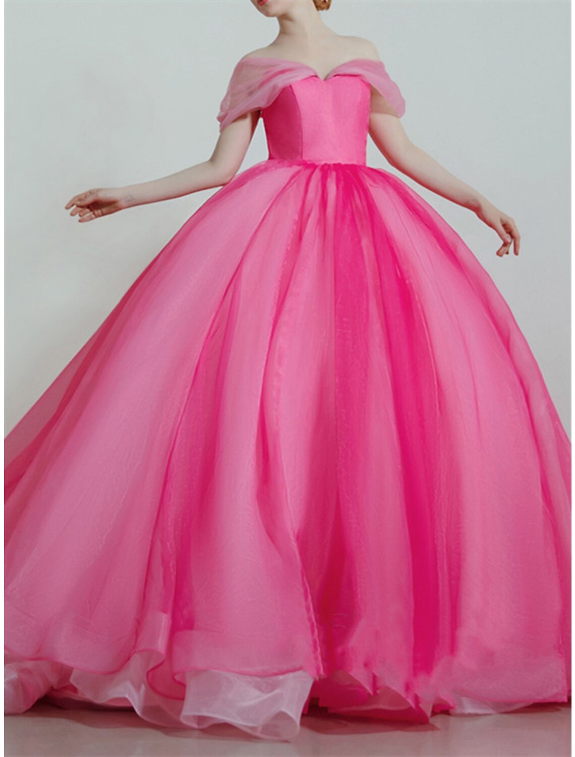 Ball Gown Prom Dresses Luxurious Dress Quinceanera Prom Sweep / Brush Train Short Sleeve Off Shoulder with Sleek Pleats