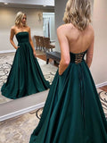 A-Line/Princess Ruffles Strapless Sleeveless Sweep/Brush Train Dresses