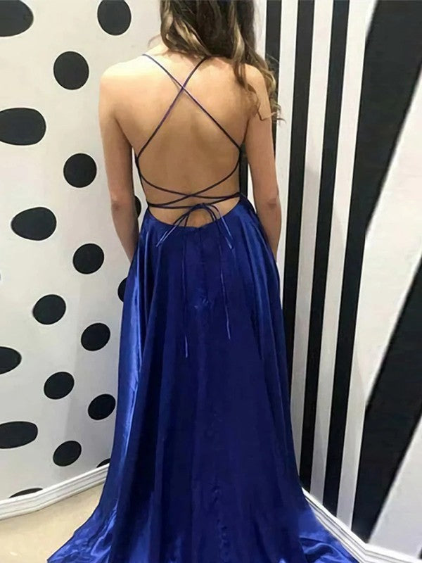 A-Line/Princess like Ruffles Spaghetti Straps Sleeveless Sweep/Brush Train Dresses