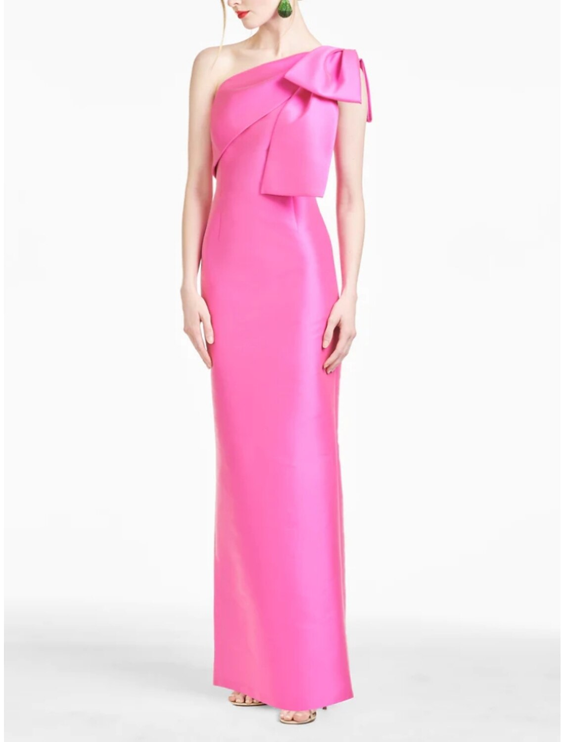 Sheath / Column Evening Gown Elegant Dress Formal Ankle Length Sleeveless One Shoulder with Bow(s) Slit