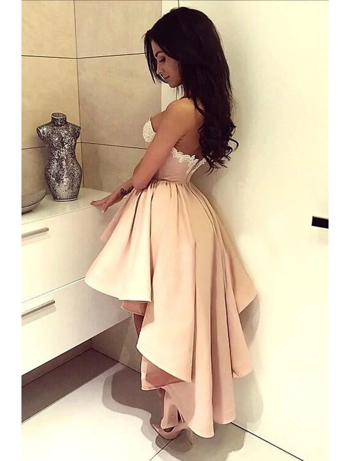 Cocktail Dresses Party Dress Asymmetrical Sleeveless Backless with Appliques