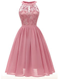 Cocktail Dresses Vintage Dress Graduation Party Wear Knee Length Sleeveless Jewel Neck