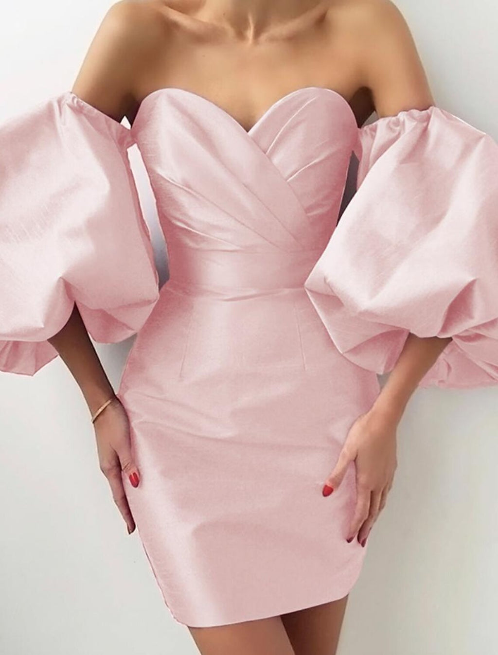 Sheath / Column Homecoming Dresses Celebrity Style Dress Graduation Party Wear Short / Mini Short Sleeve Off Shoulder with Ruched