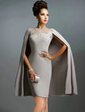 Mermaid / Trumpet Evening Gown Vintage Dress Wedding Guest Knee Length Sleeveless Off Shoulder Capes Fabric with Ruched Ruffles Embroidery