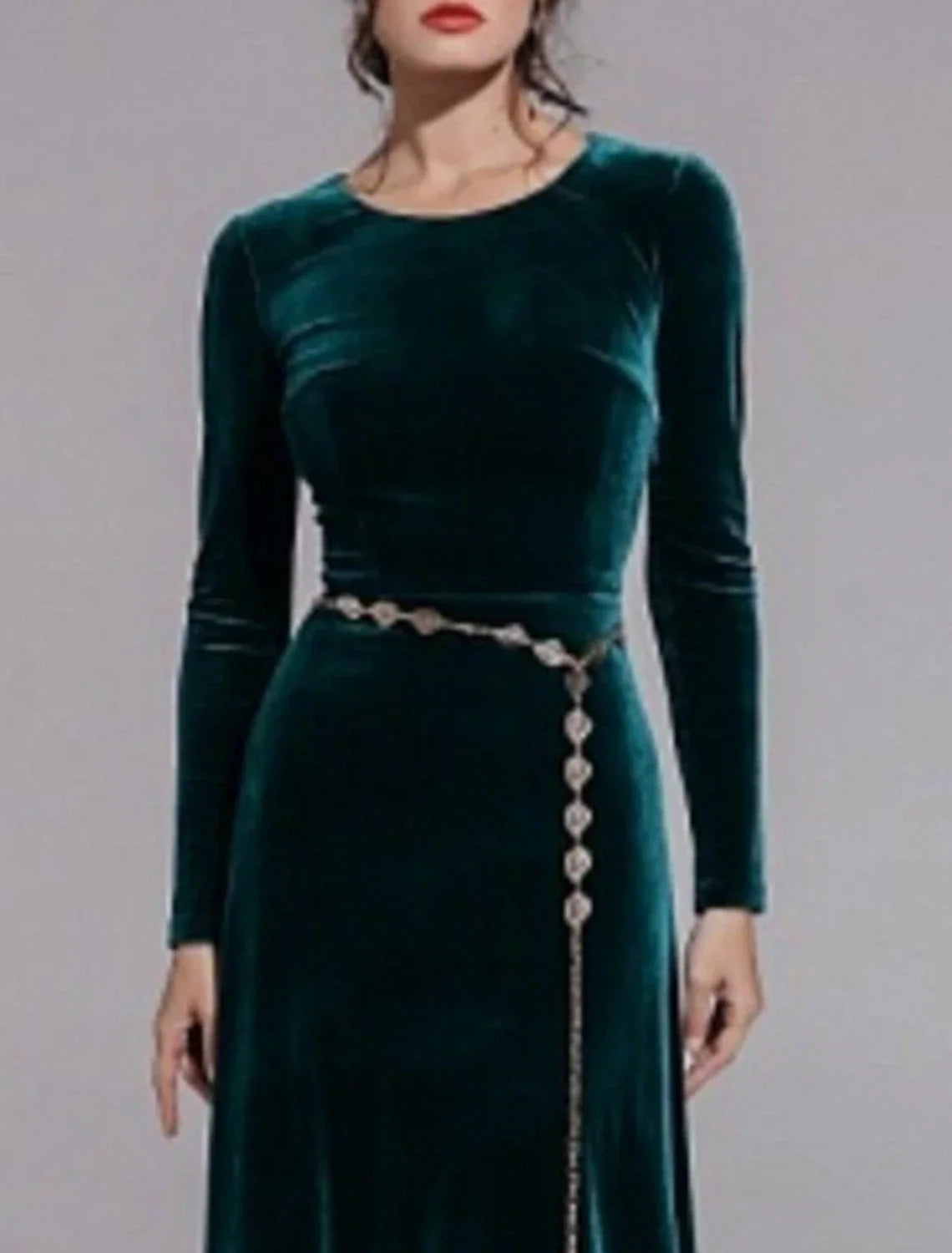 Mother of the Bride Dress Wedding Guest Simple Elegant Jewel Neck Floor Length Long Sleeve No with Sash / Ribbon Solid Color