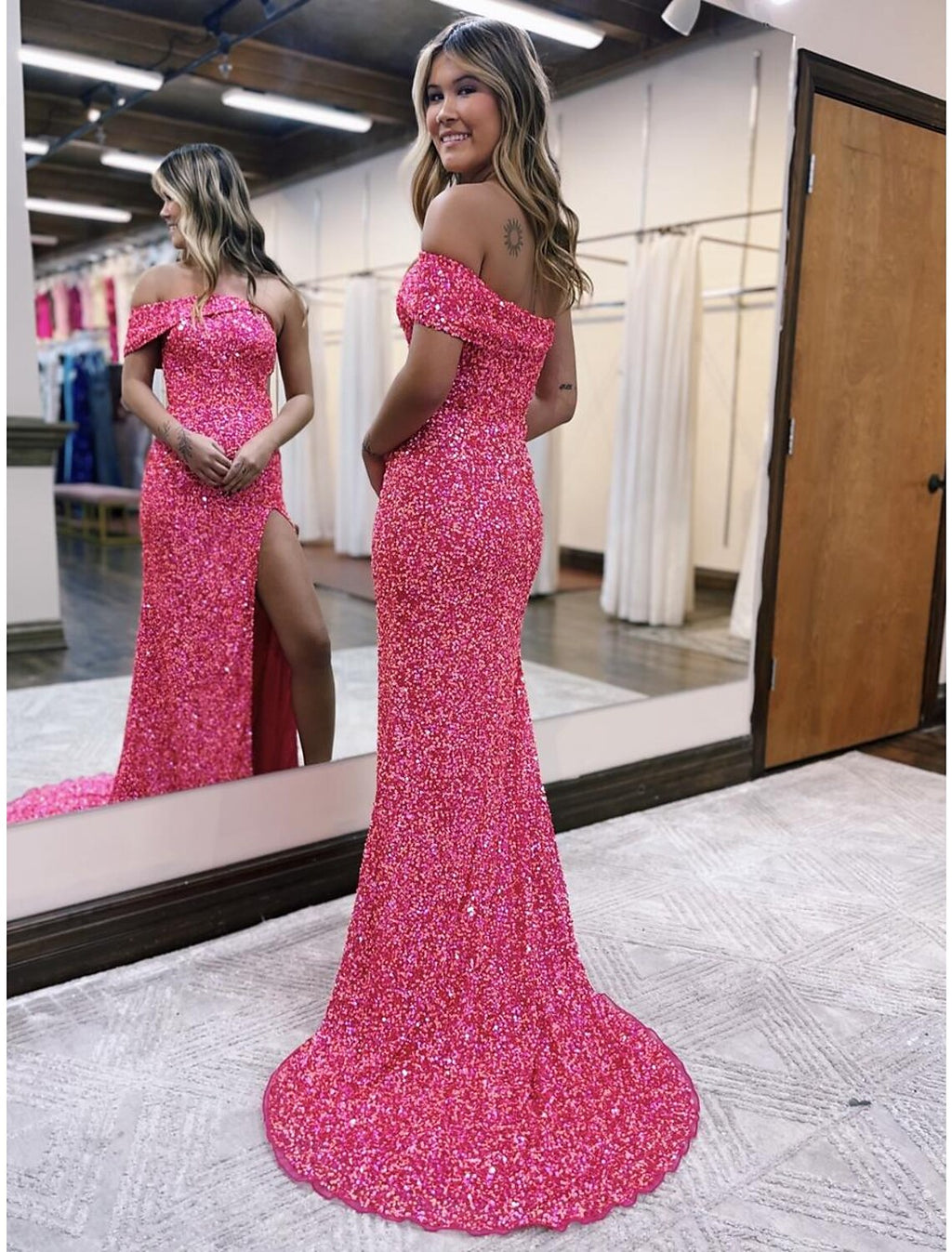 Mermaid / Trumpet Prom Dresses Sparkle & Shine Dress Formal Sweep / Brush Train Sleeveless One Shoulder with Slit