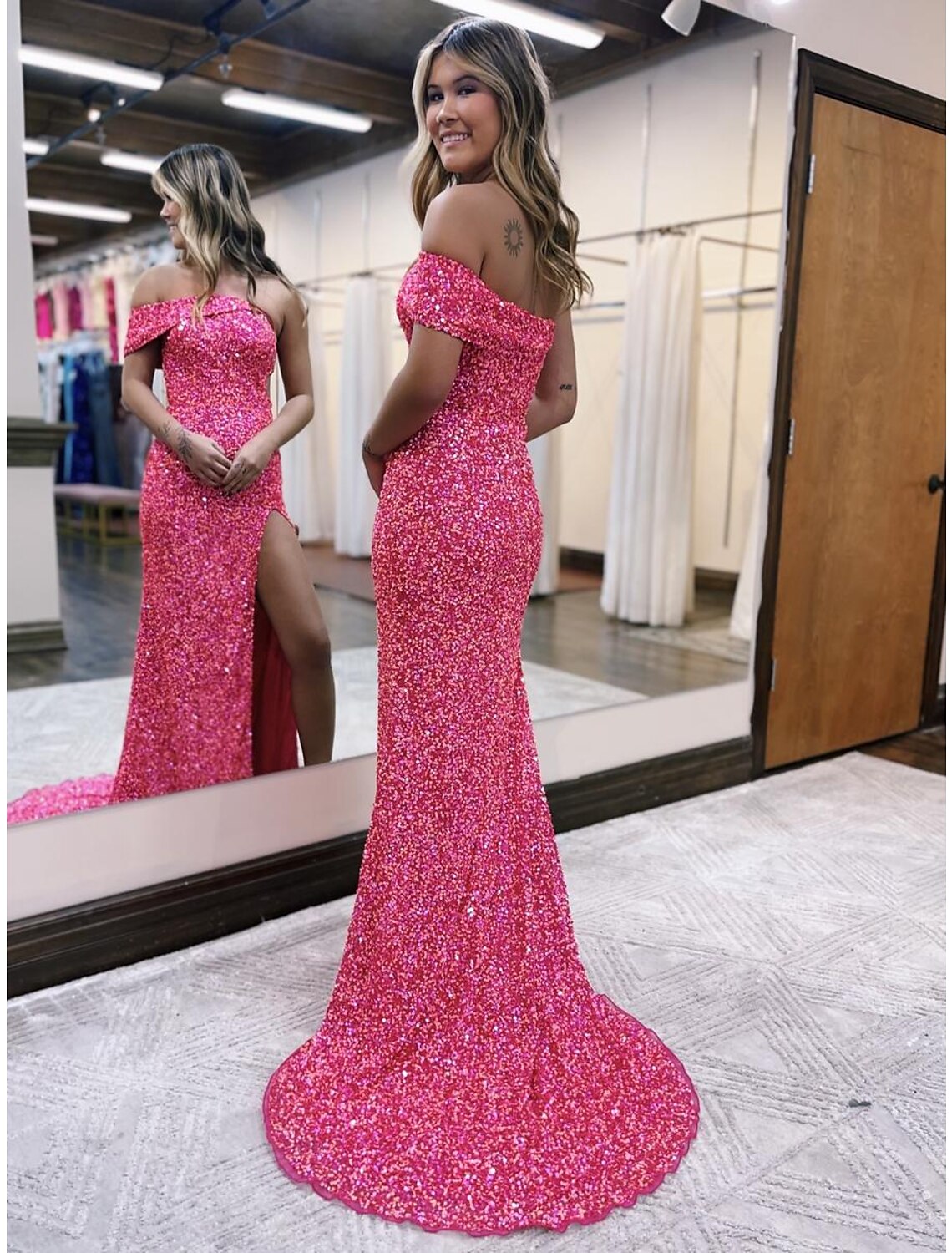 Mermaid / Trumpet Prom Dresses Sparkle & Shine Dress Formal Sweep / Brush Train Sleeveless One Shoulder with Slit