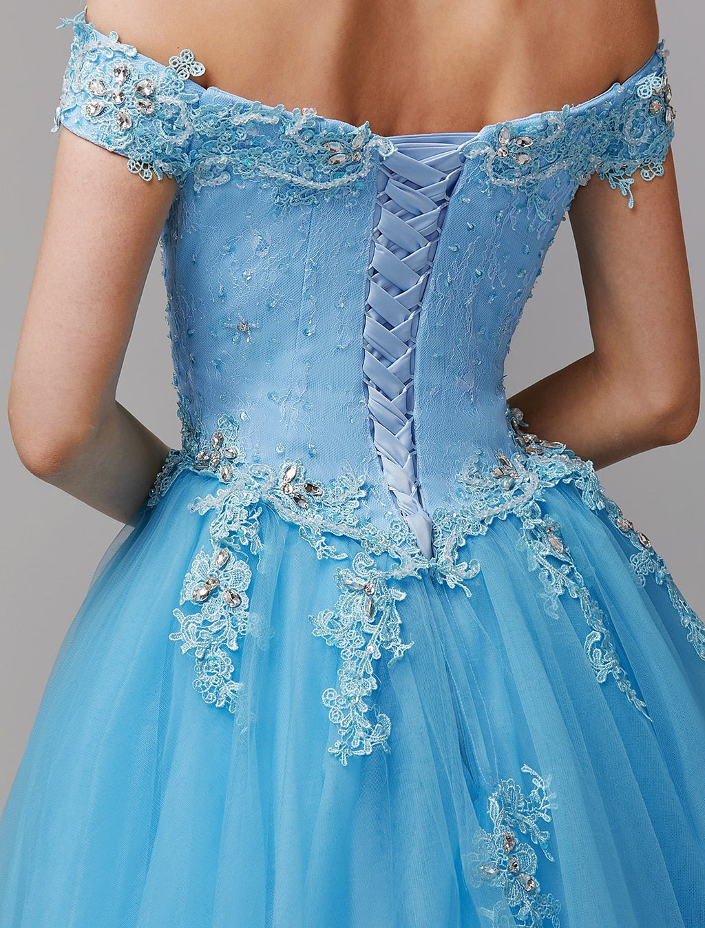 Ball Gown Vintage Inspired Dress Formal Evening Floor Length Sleeveless Off Shoulder with Crystals Appliques