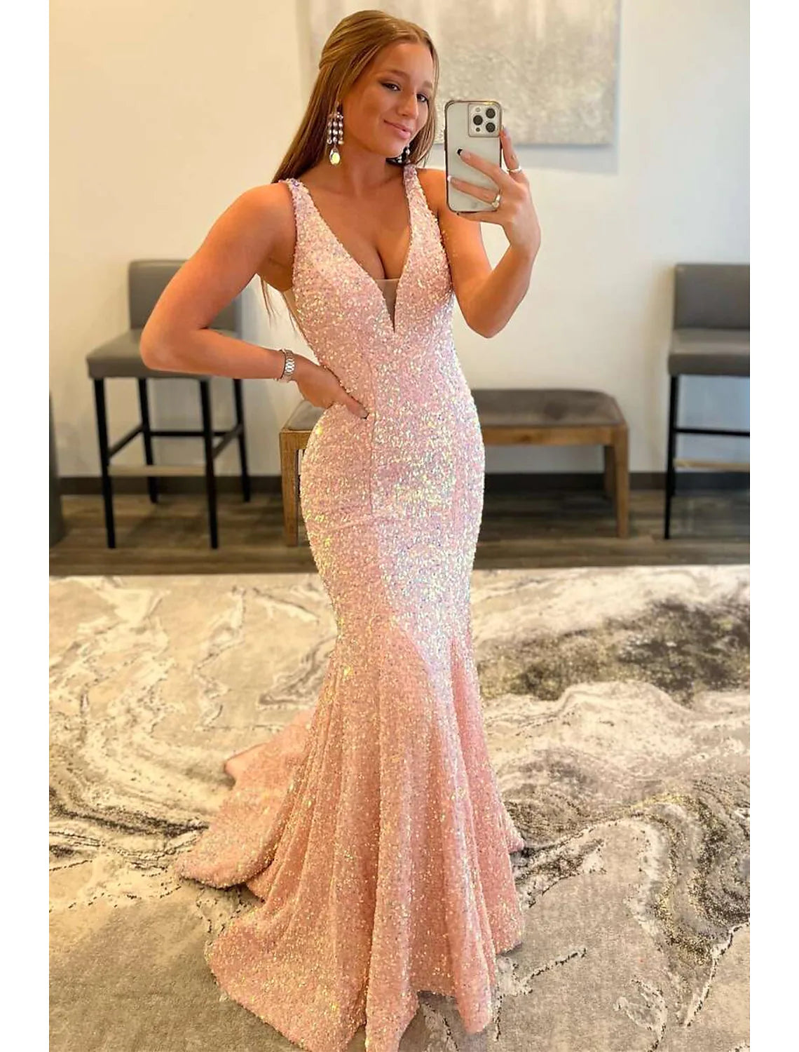 Formal Sleeveless V Neck Backless