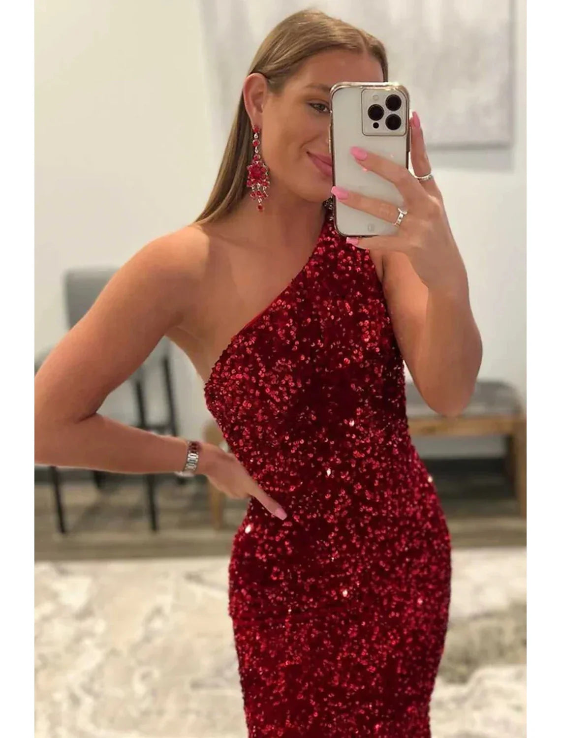 Mermaid / Trumpet Prom Dresses Sexy Dress Formal Floor Length Sleeveless One Shoulder Backless