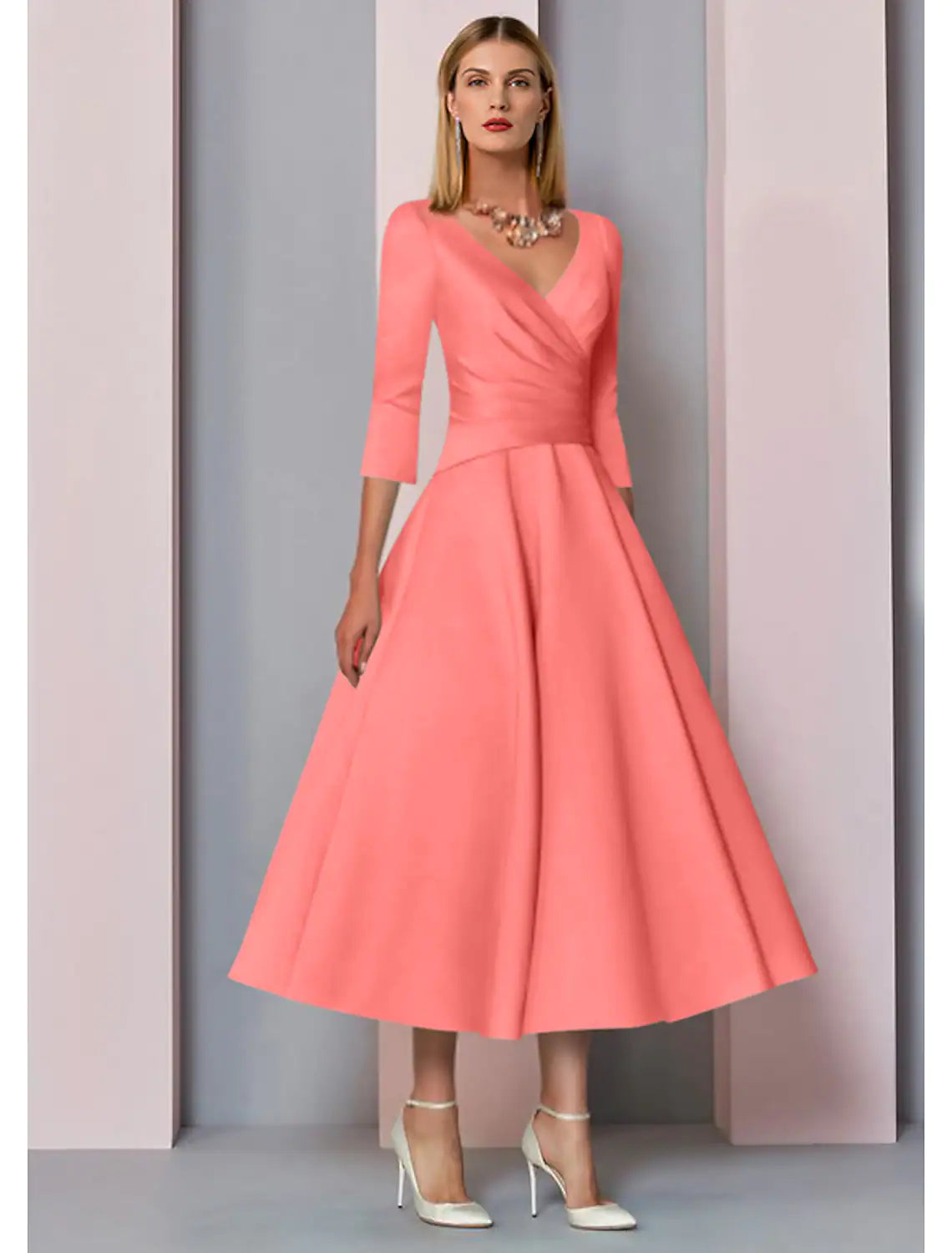 Mother of the Bride Dress Wedding Guest Vintage Plus Size Elegant V Neck
