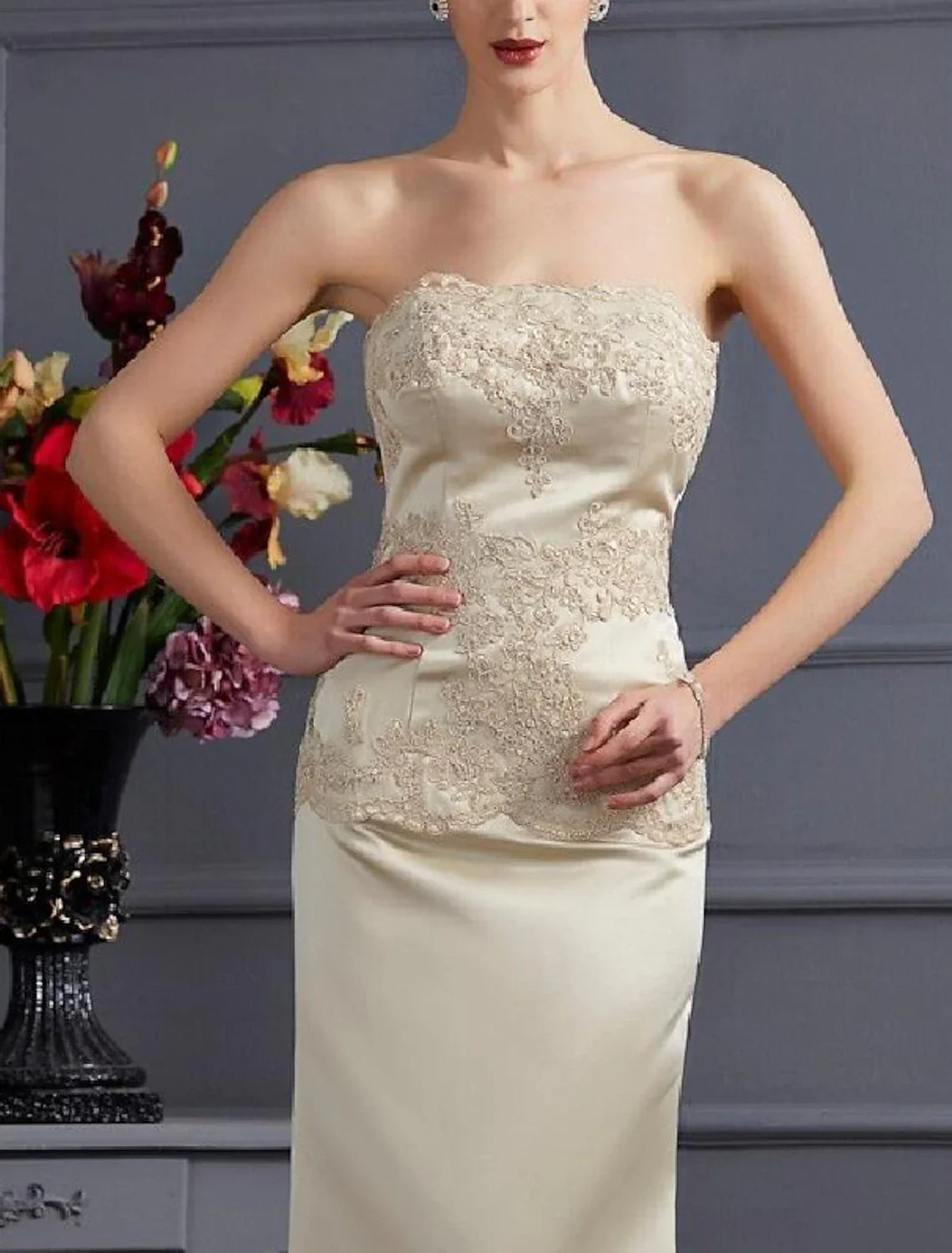 Two Piece Mermaid / Trumpet Mother of the Bride Dress Wrap Included Strapless Sweep / Brush Train 3/4 Length Sleeve