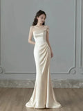 Vintage Mermaid One Shoulder Sleeveless Wedding Dresses