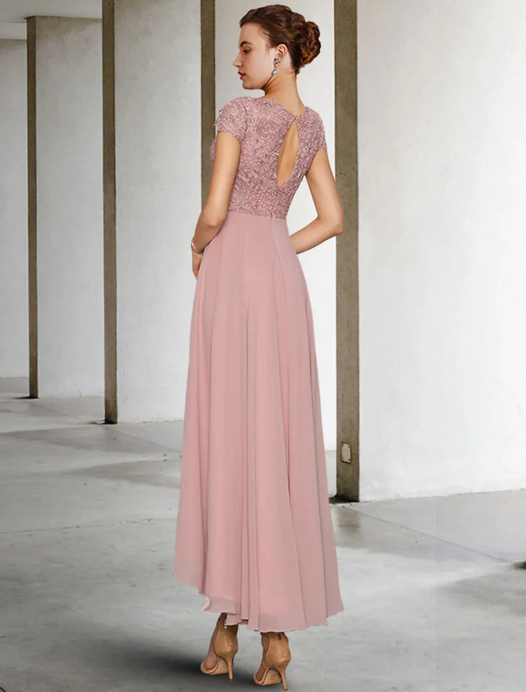 Mother of the Bride Dress Elegant Asymmetrical Sleeve Ruching