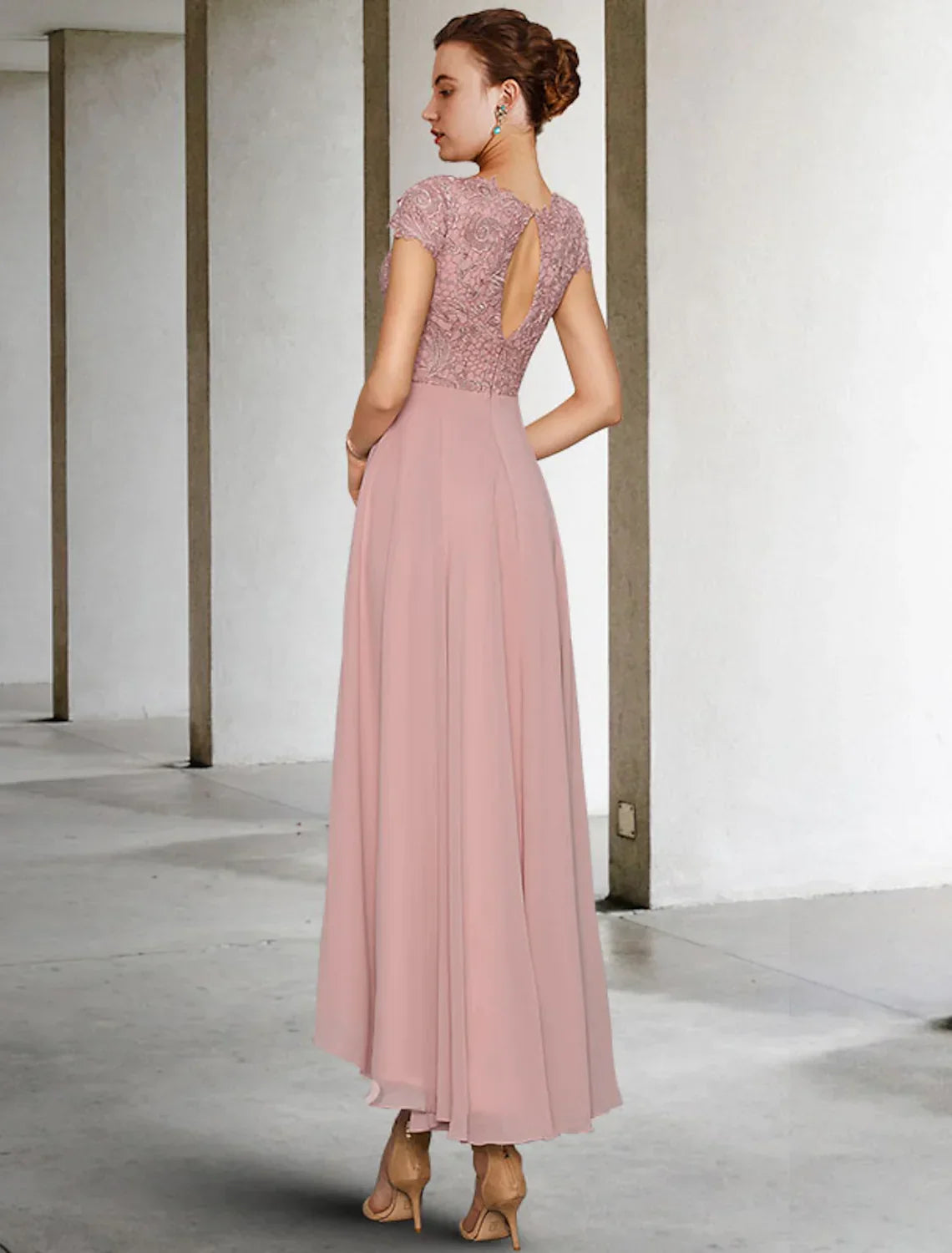 Mother of the Bride Dress Elegant Asymmetrical Sleeve Ruching