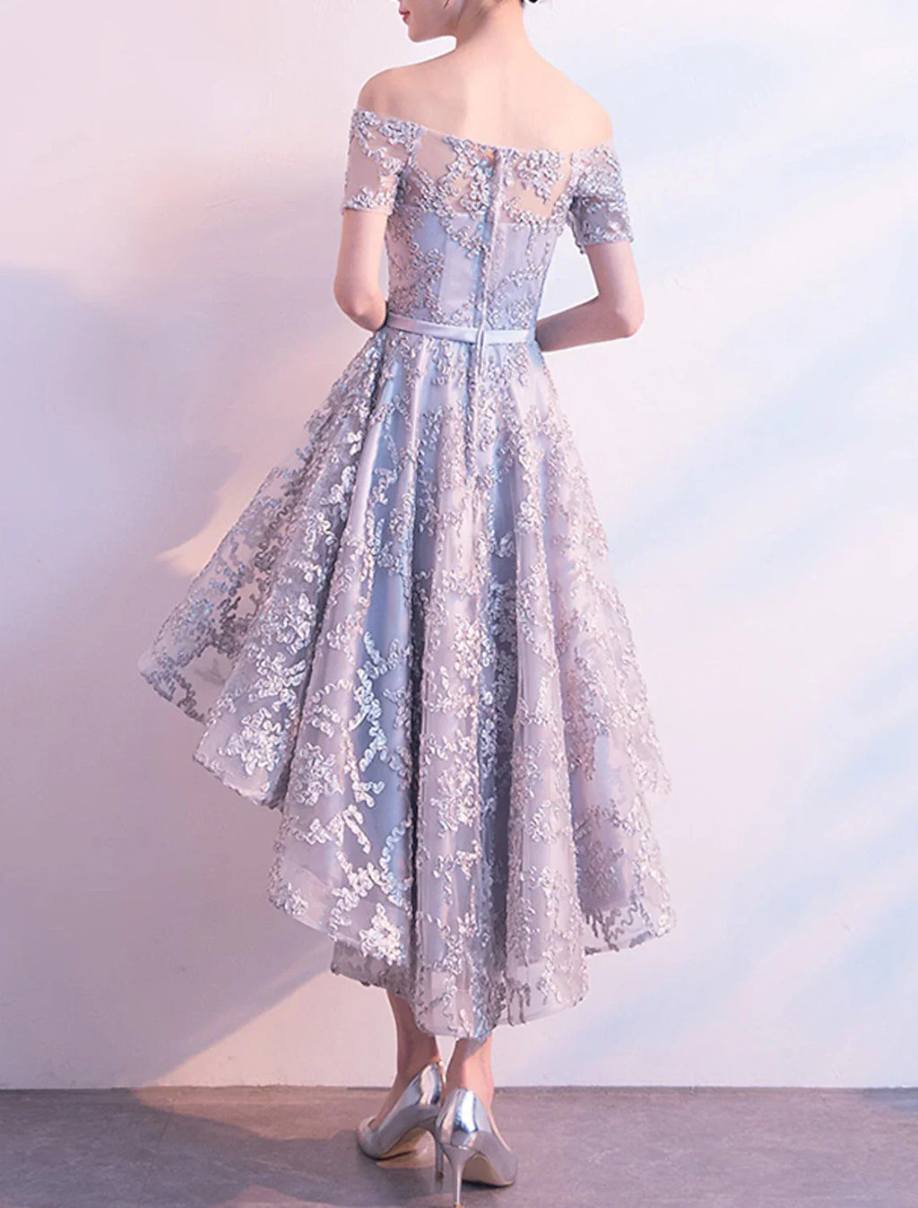 Cocktail Dresses Minimalist Dress Homecoming Party Wear Asymmetrical Short Sleeve Off Shoulder with Bow(s) Pleats