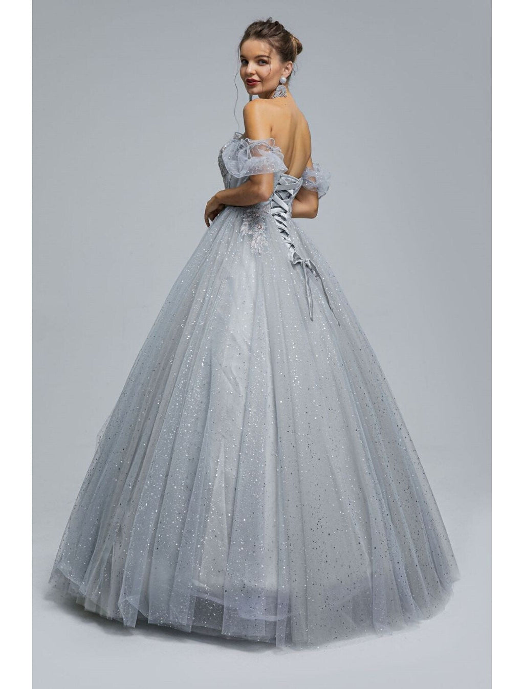 Ball Gown Prom Dresses Princess Dress Graduation Floor Length Short Sleeve with Appliques