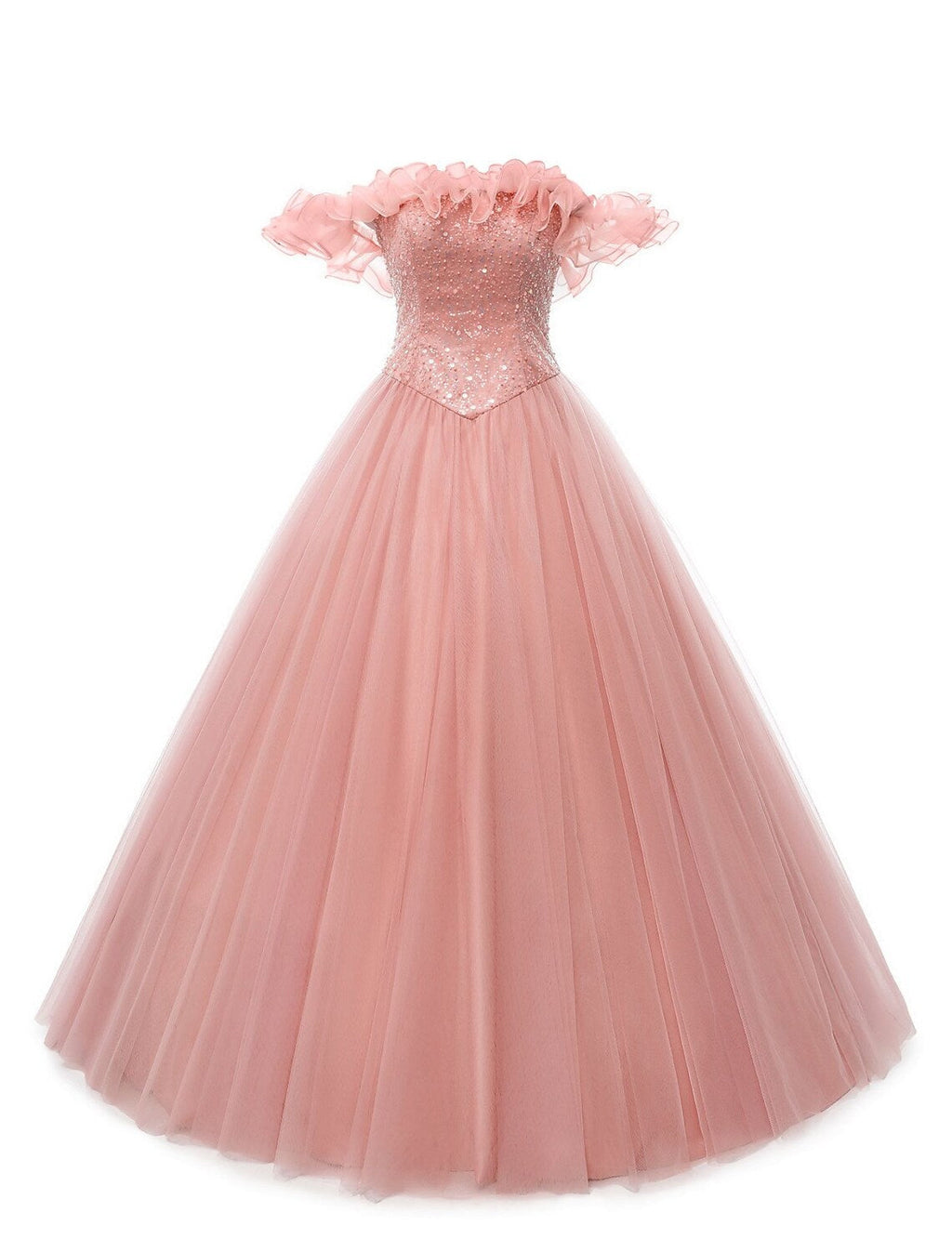 Puffy Dress Quinceanera Floor Length Sleeveless Off Shoulder Pearls