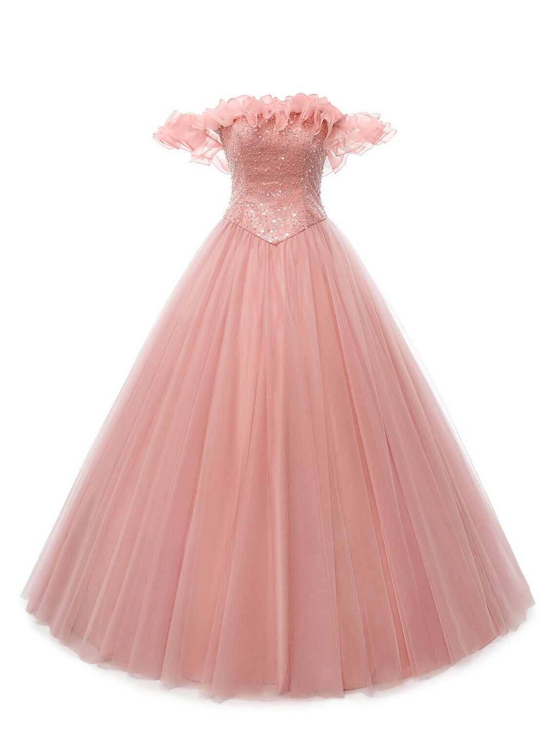 Puffy Dress Quinceanera Floor Length Sleeveless Off Shoulder Pearls