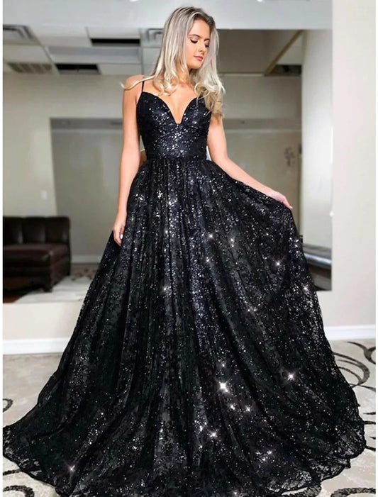 Elegant Red A-Line V-Neck Sleeveless Backless Floor-Length Prom Dress