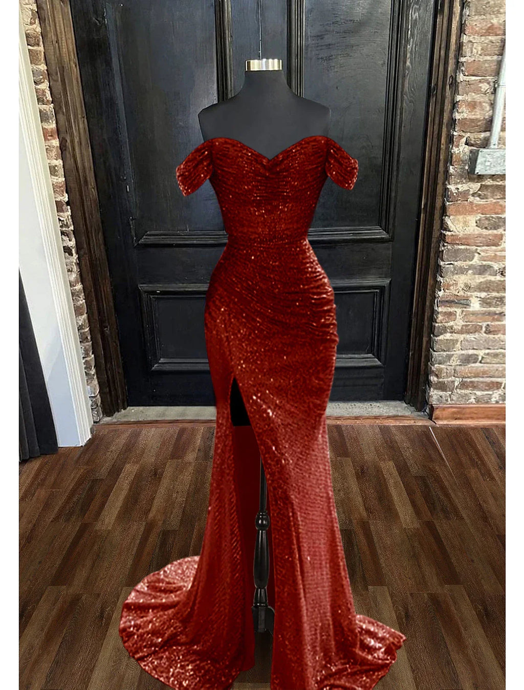 Mermaid / Trumpet Evening Gown Sparkle & Shine Dress Prom Floor Length Sleeveless Cowl Neck with Ruched
