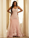 Sheath/Column Applique Straps Sleeveless Sweep/Brush Train Dresses