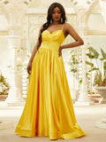 A-Line/Princess like Ruffles V-neck Sleeveless Floor-Length Dresses