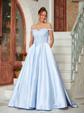 Ball Gown Beading Off-the-Shoulder Sleeveless Sweep/Brush Train Dresses