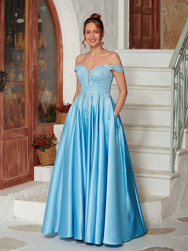 A-Line/Princess Off-the-Shoulder Sleeveless Floor-Length Dresses