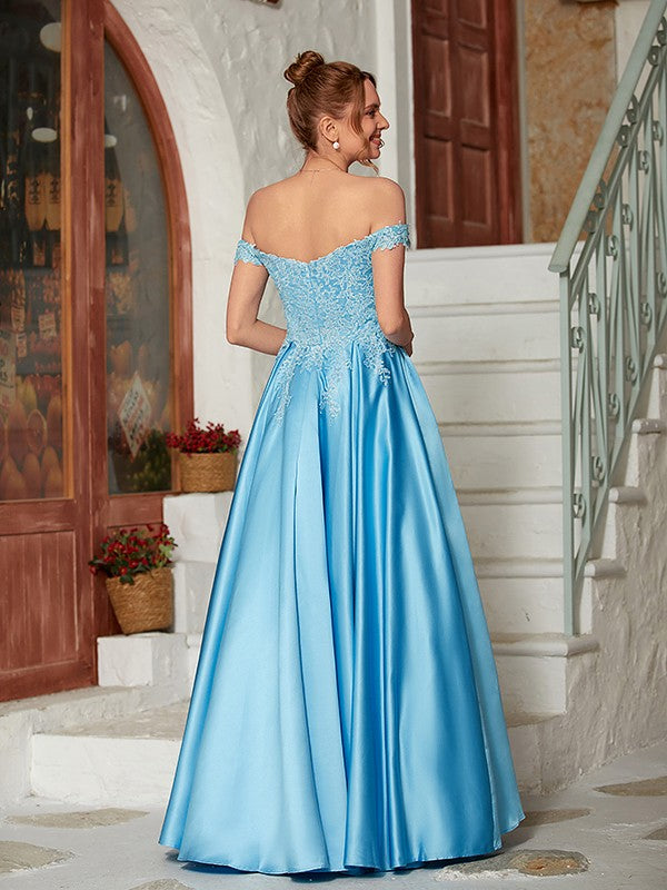 A-Line/Princess Off-the-Shoulder Sleeveless Floor-Length Dresses