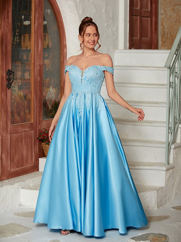 A-Line/Princess Off-the-Shoulder Sleeveless Floor-Length Dresses