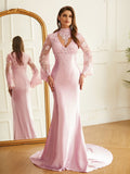 Sheath/Column like High Neck Long Sleeves Sweep/Brush Train Dresses