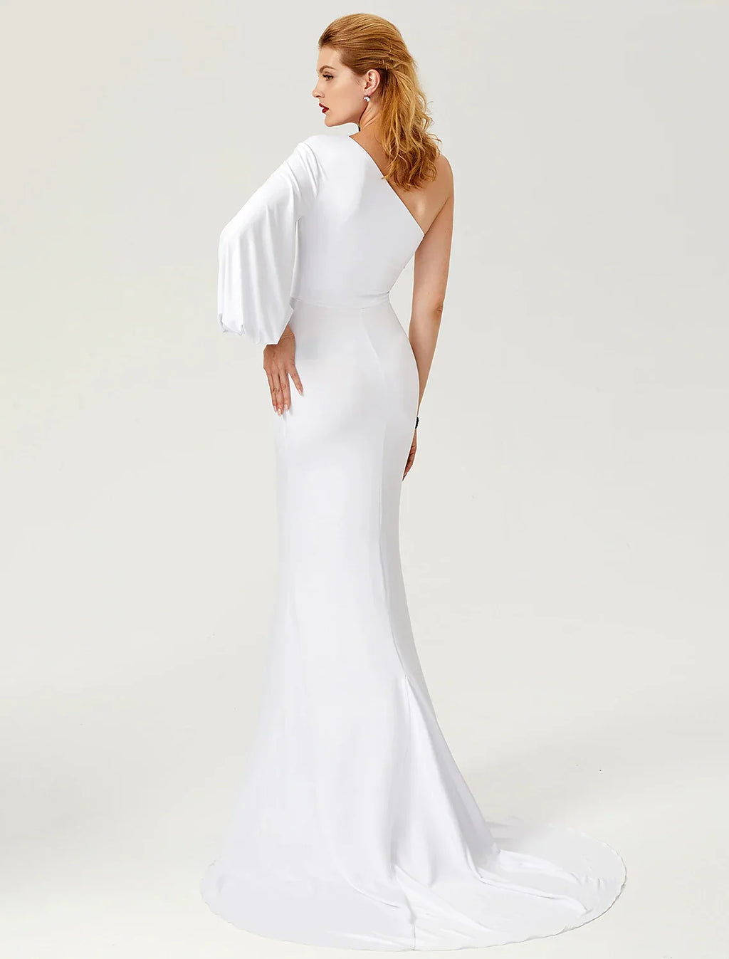 Mermaid / Trumpet Celebrity Style Dress Engagement Court Train Long Sleeve One Shoulder with Pleats