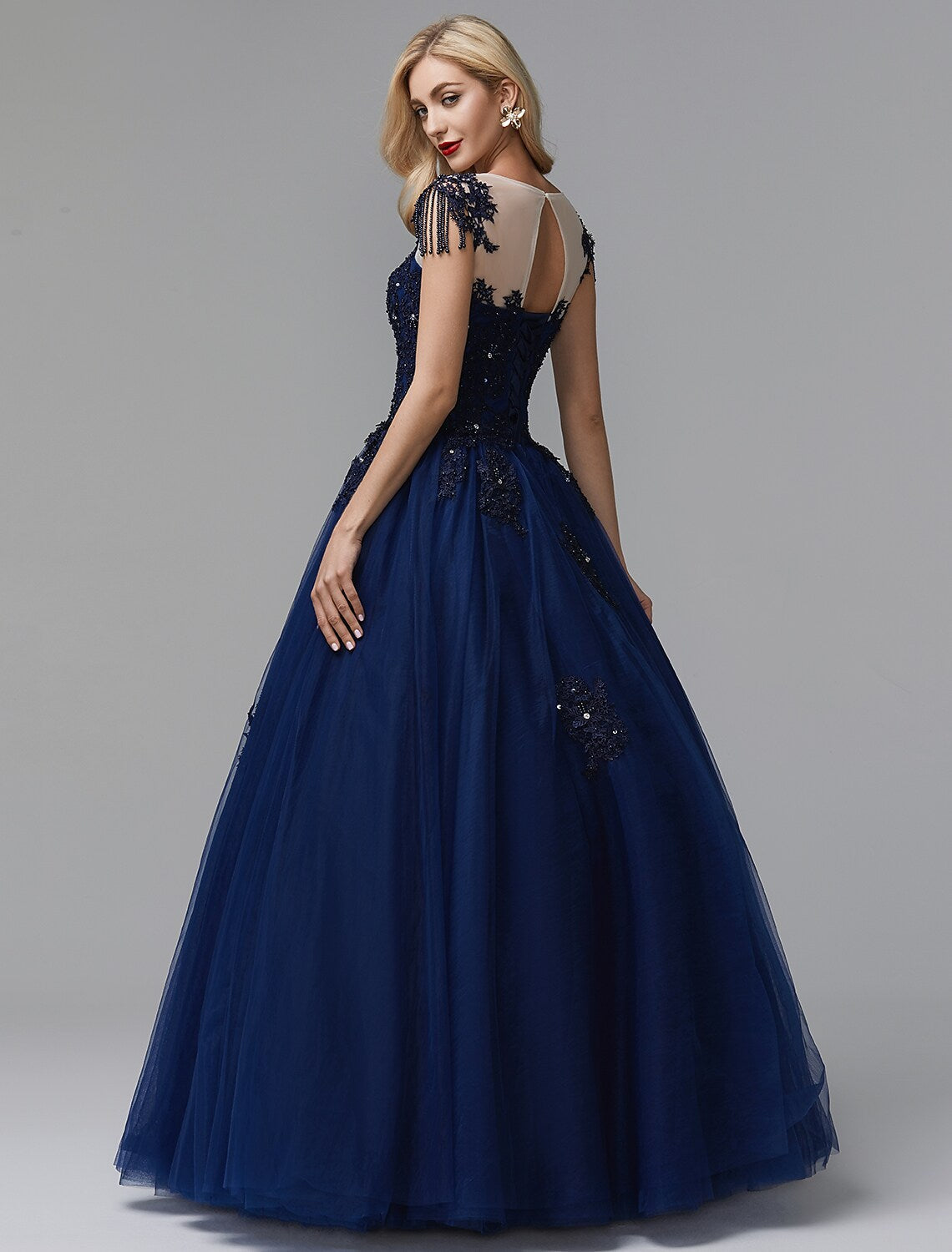 Ball Gown Prom Dresses Sparkle Dress Long Sleeve Off Shoulder with Beading