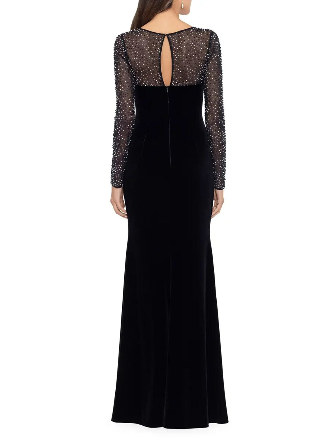 Sheath / Column Evening Gown Elegant Dress Formal Floor Length 3/4 Length Sleeve Jewel Neck Fabric with Rhinestone Beading