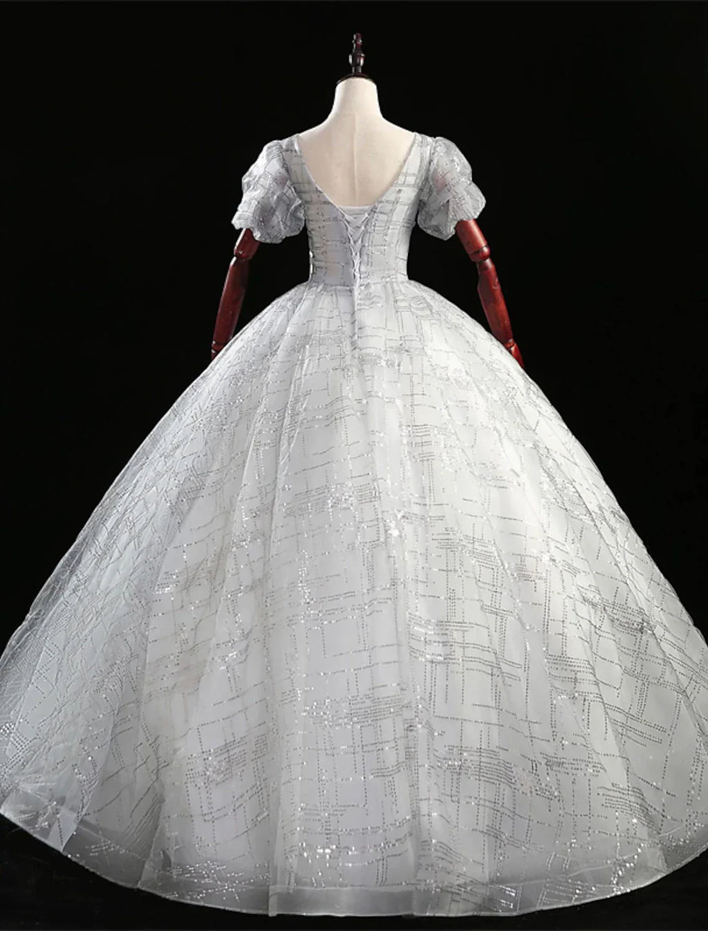 Ball Gown Quinceanera Dresses Princess Dress Performance Quinceanera Floor Length Short Sleeve V Neck with Beading
