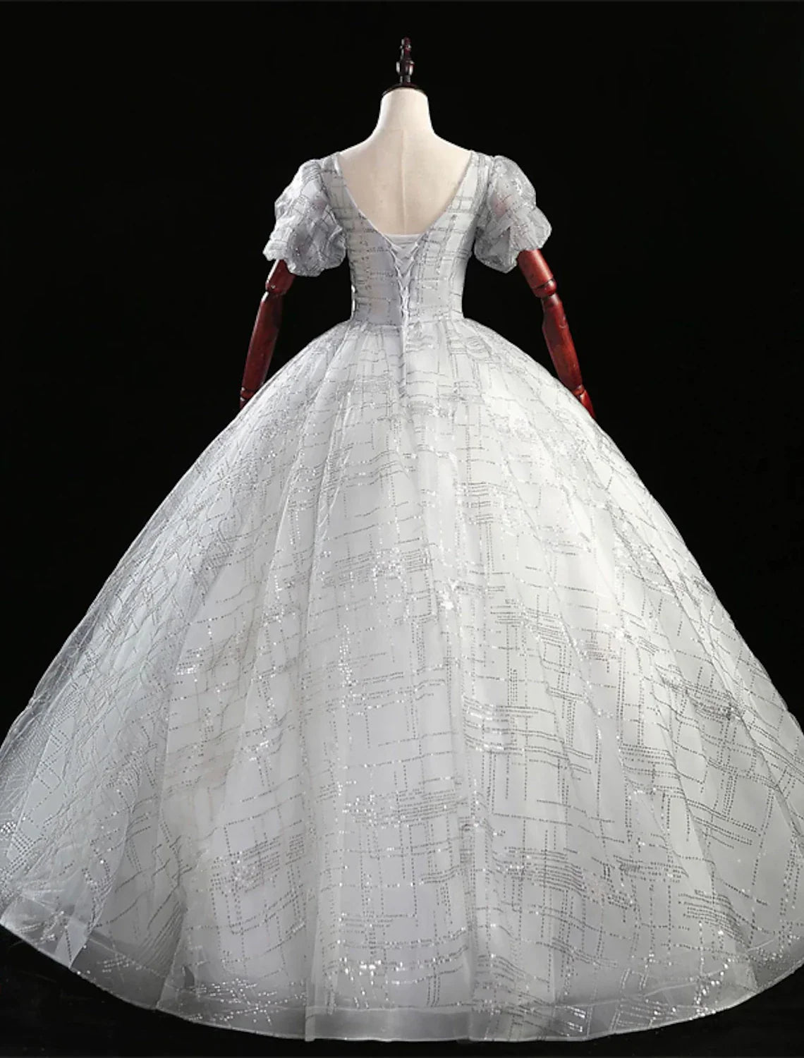 Ball Gown Quinceanera Dresses Princess Dress Performance Quinceanera Floor Length Short Sleeve V Neck with Beading