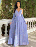 Formal Floor Length Sleeveless V Neck with Pleats