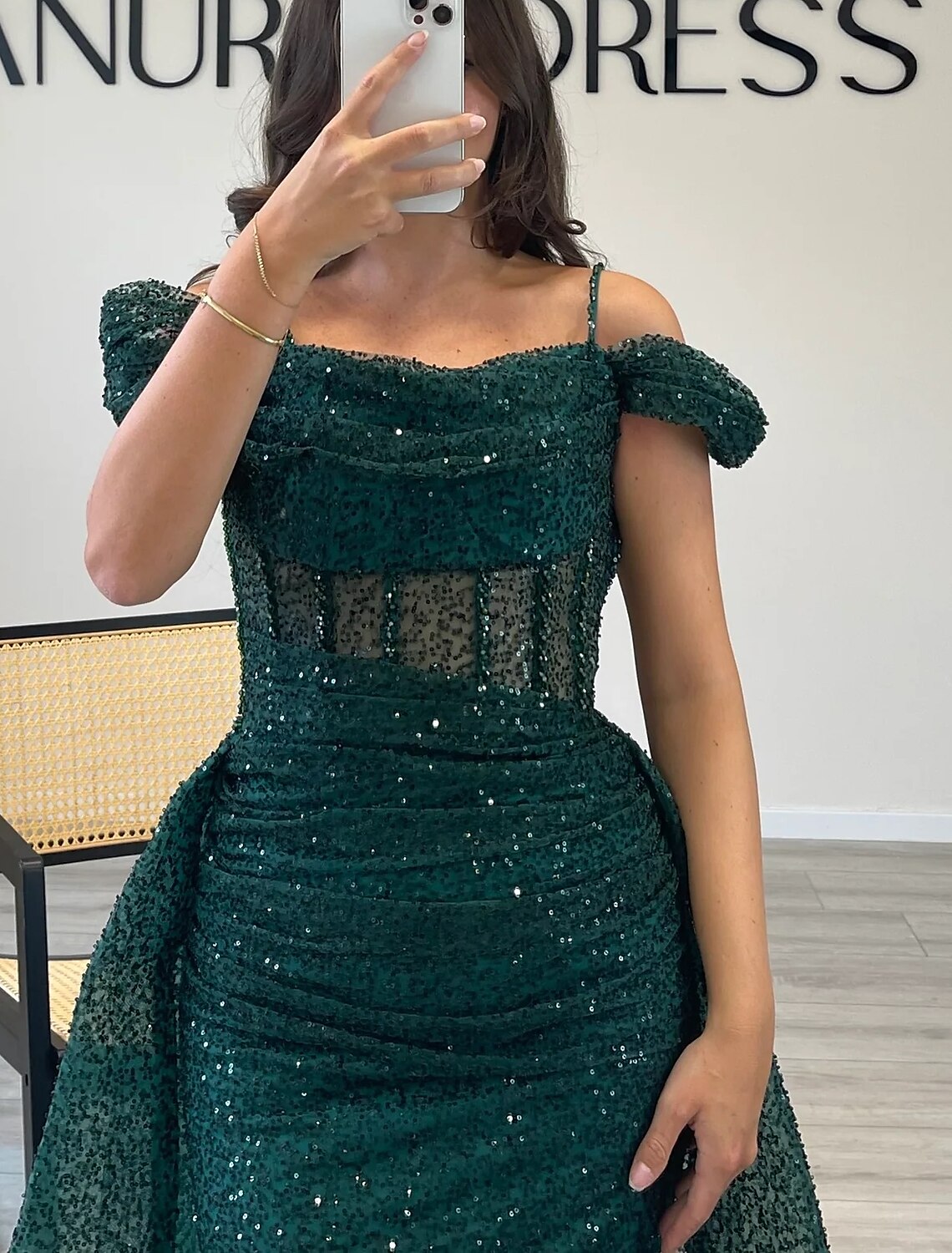 Sheath / Column Prom Dresses Elegant Dress Formal Prom Floor Length Short Sleeve Off Shoulder with Glitter Ruched