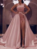 Ball Gown Prom Dresses Sparkle & Shine Dress Evening Party Quinceanera Floor Length Sleeveless One Shoulder Detachable with Bow(s)