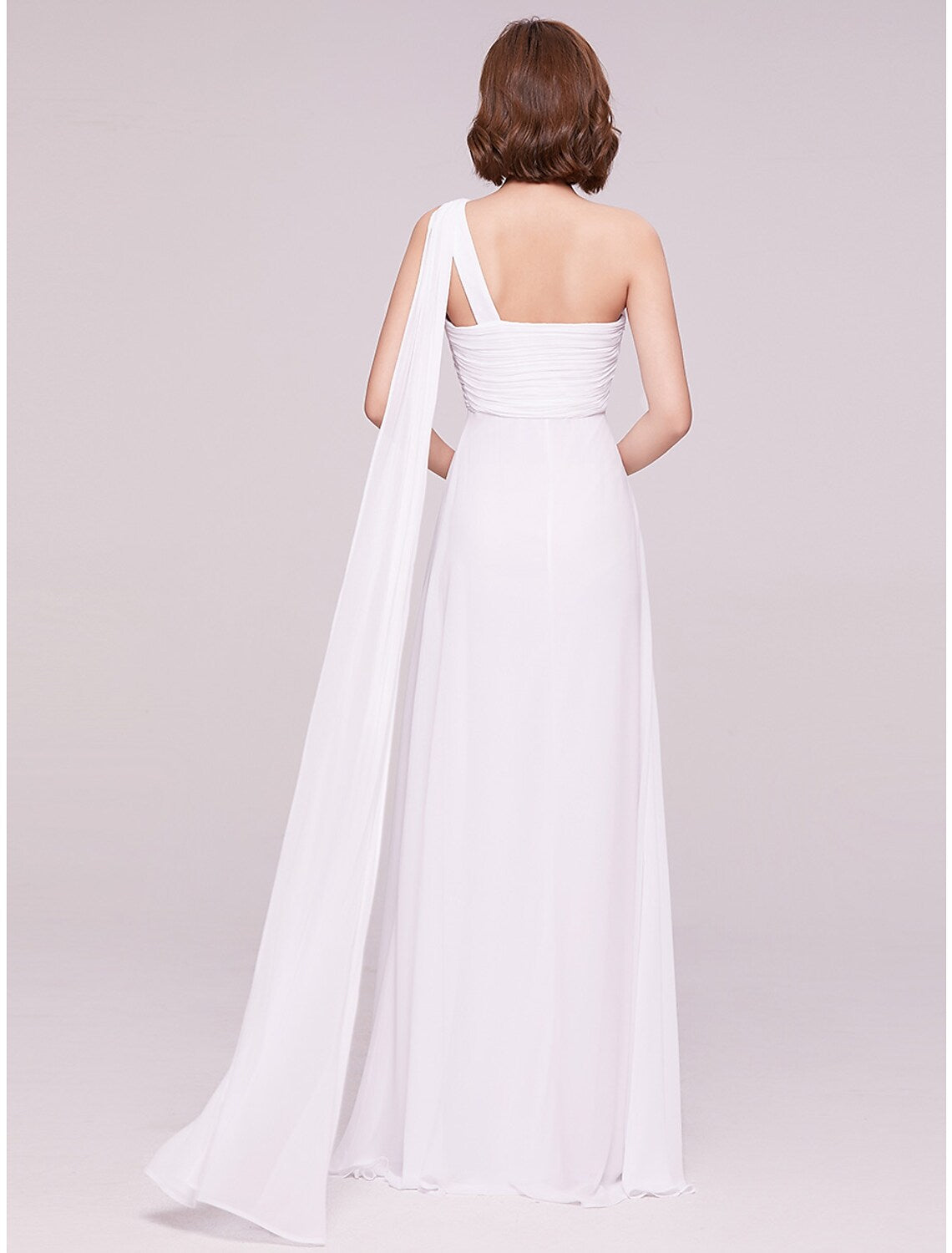 Plus Size Wedding Guest Formal Evening Dress One Shoulder Backless Sleeveless Floor Length Pleats Draping