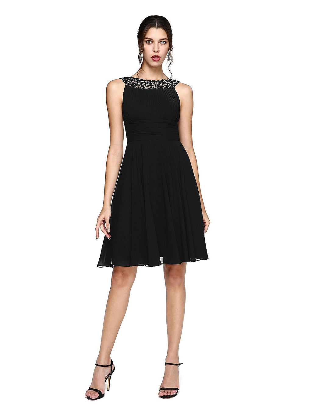 Cocktail Dresses Party Dress Wedding Knee Length Sleeveless with Ruched Insert