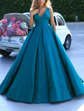 Ball Gown Minimalist Elegant Quinceanera Prom Dress V Neck Sleeveless Sweep / Brush Train with Pleats