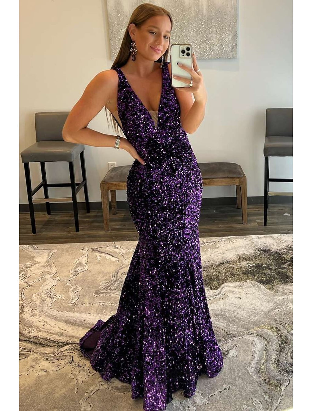 Formal Sleeveless V Neck Backless