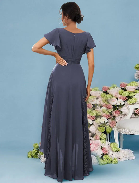 Elegant Red A-Line V-Neck Sleeveless Classic-Back Floor-Length Bridesmaid Dress