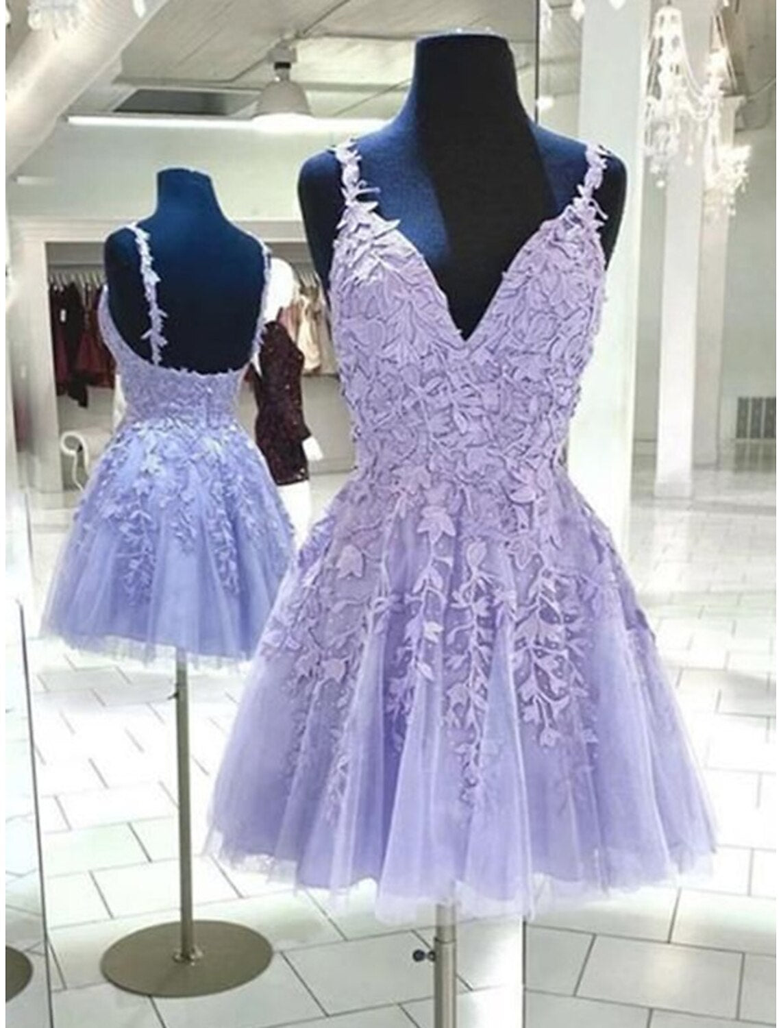 Homecoming Dresses Backless Dress Graduation Birthday Short / Mini Sleeveless Spaghetti Strap with Appliques