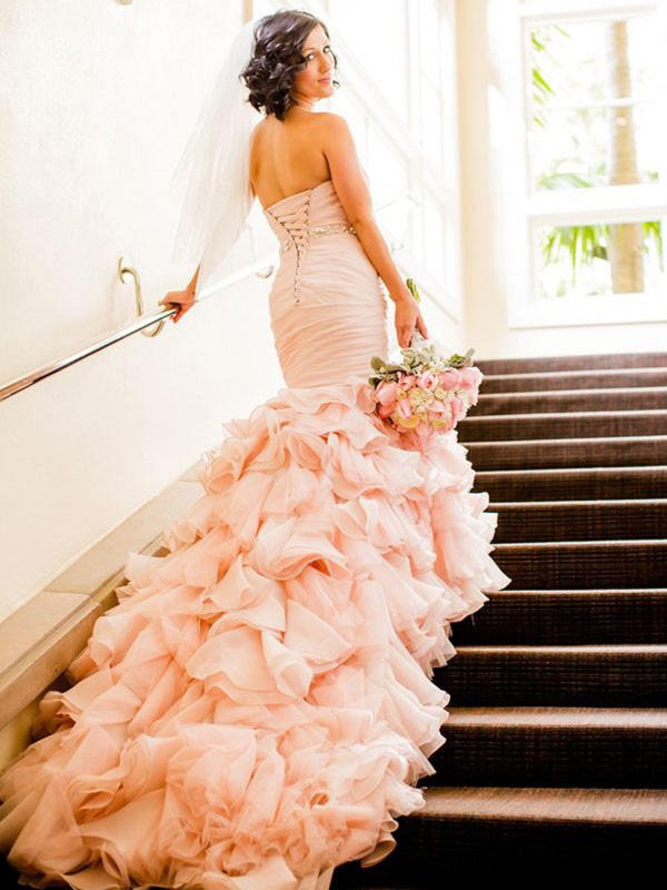 Trumpet/Mermaid Sleeveless Sweetheart Court Train Ruffles Wedding Dresses