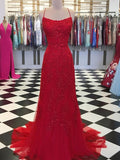 A-Line/Princess Applique Spaghetti Straps Sleeveless Sweep/Brush Train Dresses